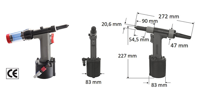 Oleopneumatic tools for blind rivets