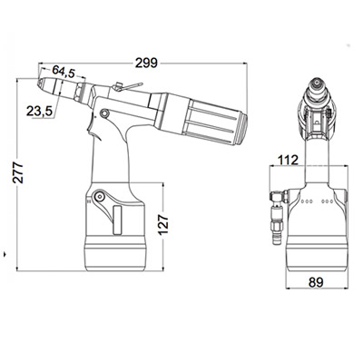 Oleopneumatic tool for blind rivets