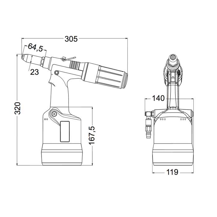 Oleopneumatic tools for blind rivets