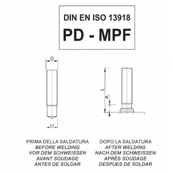 Perni a saldare ad arco sollevato con ferula ceramica