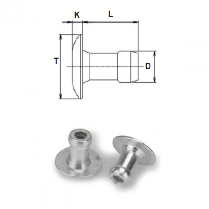 Rivetti in cartuccia alluminio testa tonda