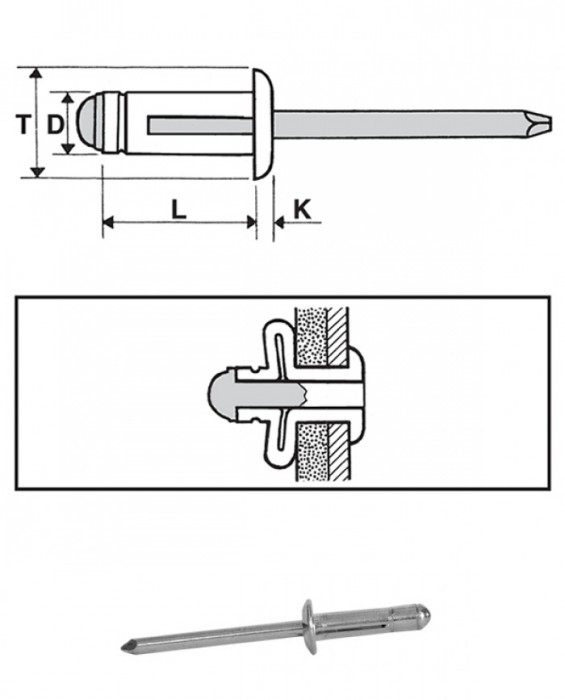 Blind rivets for plastic steel zinc plated / steel zinc plated - Dome head