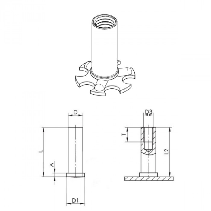 Plate with threaded bush FXDFC blind
