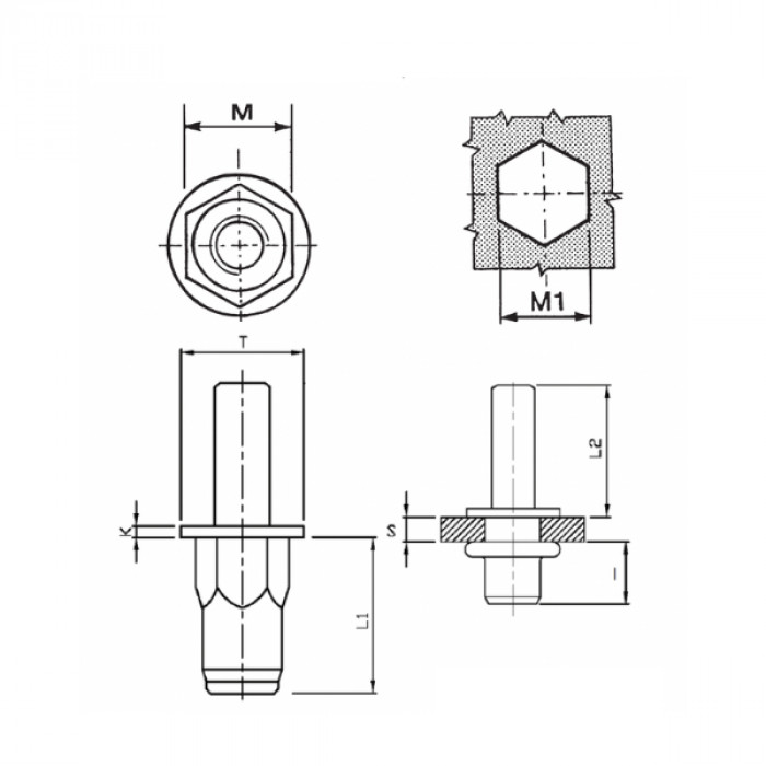 Steel blind rivet bolts