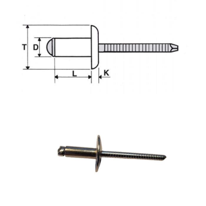 Blind rivets stainless steel A2 / stainless steel A2 - Extra large head