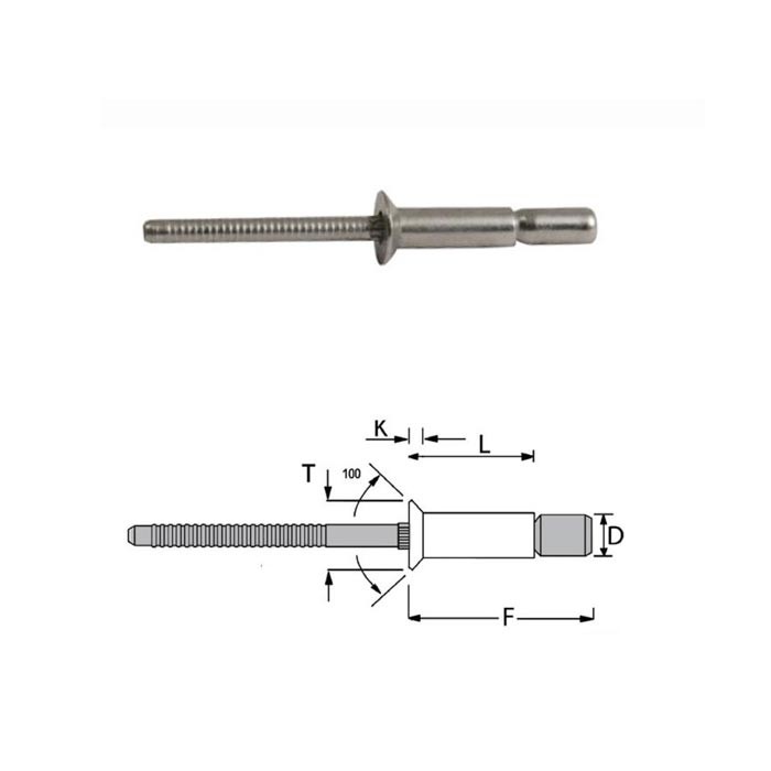 Structural blind rivets aluminium / aluminium - Countersunk head