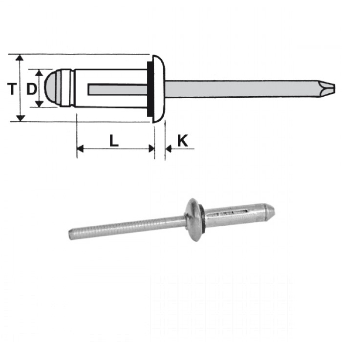 Blind rivets for plastic aluminium / aluminium - Dome head