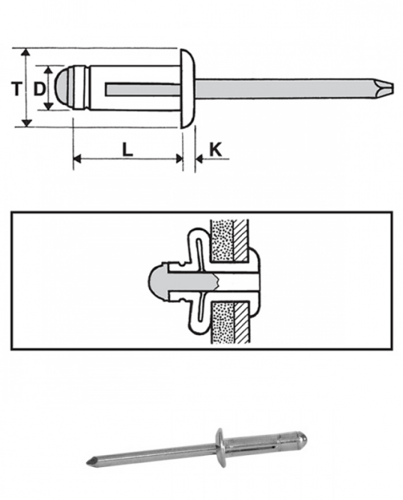 Blind rivets for plastic aluminium / aluminium - Dome head