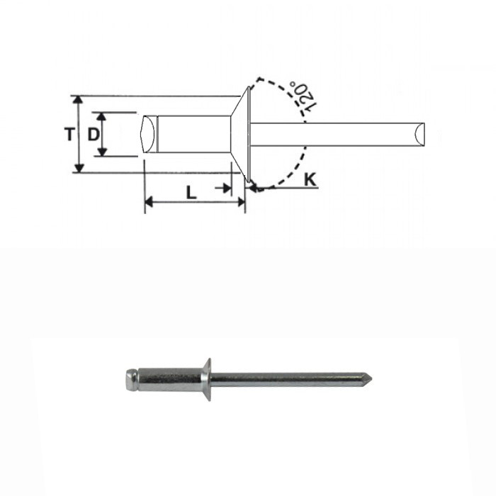 Blind rivets steel zinc plated / steel zinc plated - Countersunk head