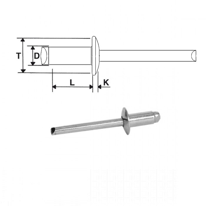 Blind rivets steel zinc plated / steel zinc plated - Dome head