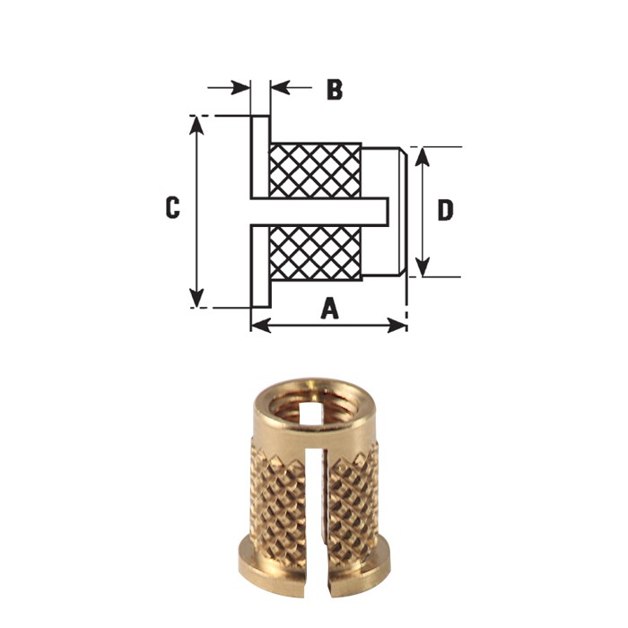 brass threaded inserts FXHBLRB type press-in installation