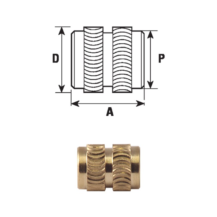 Brass threaded inserts FXHLB type heat installation