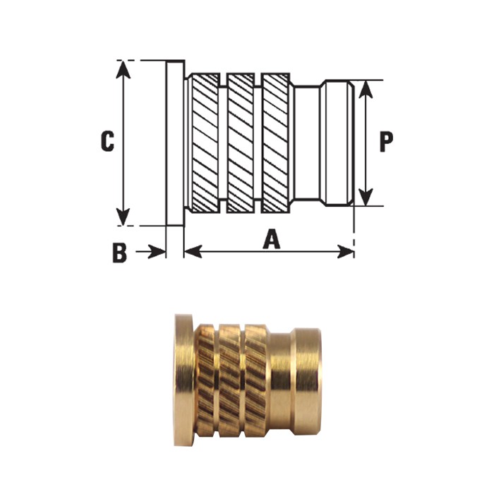 Brass threaded inserts FXHSPB type installation by action press