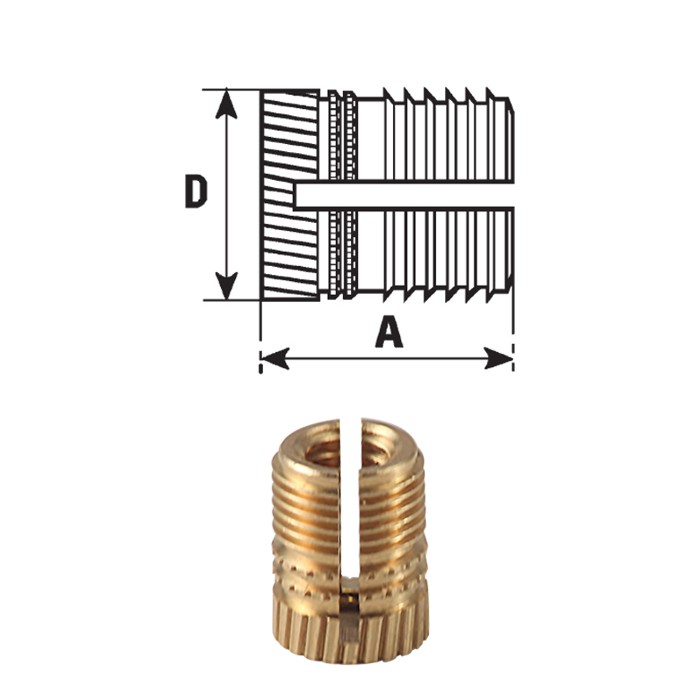 Brass threaded inserts FXPLKB type press-in installation