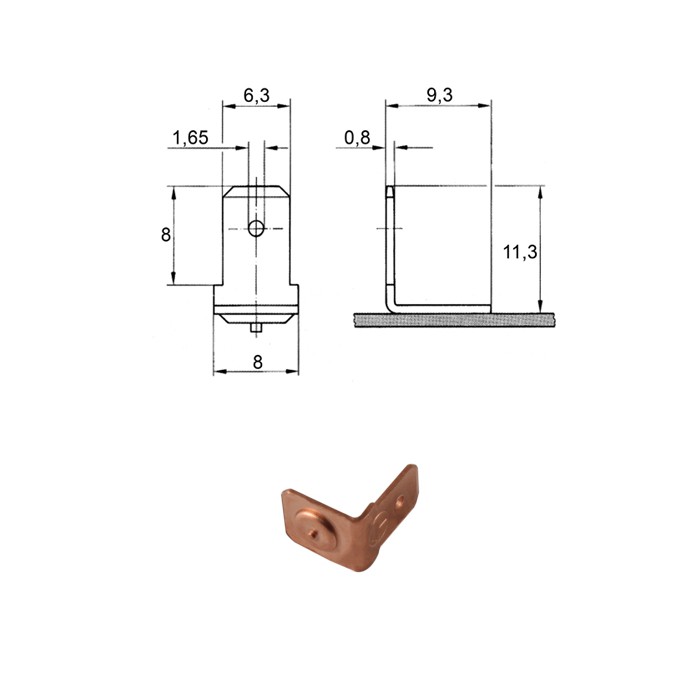 Steel copper plated capacitor discharge single faston
