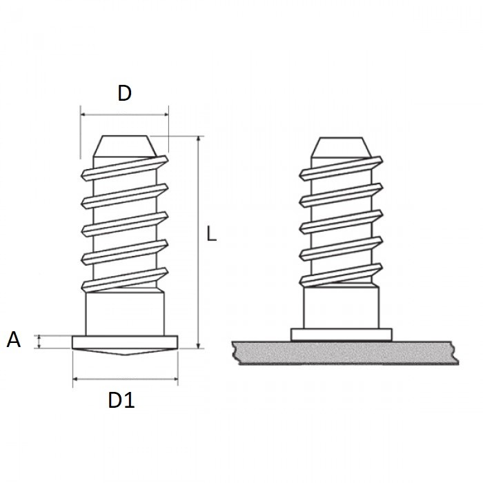 Steel copper plated coarse threaded short-cycle studs