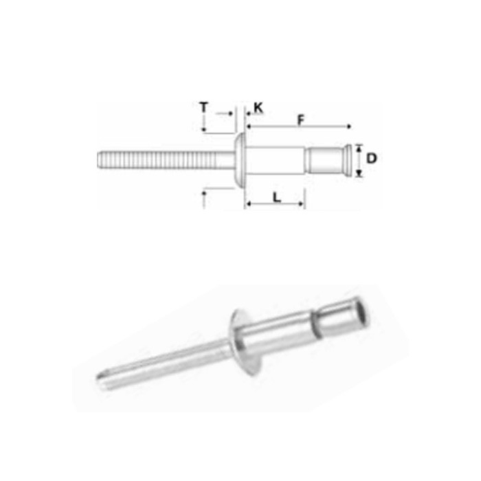 Structural blind rivets steel zinc plated / steel zinc plated - Dome head