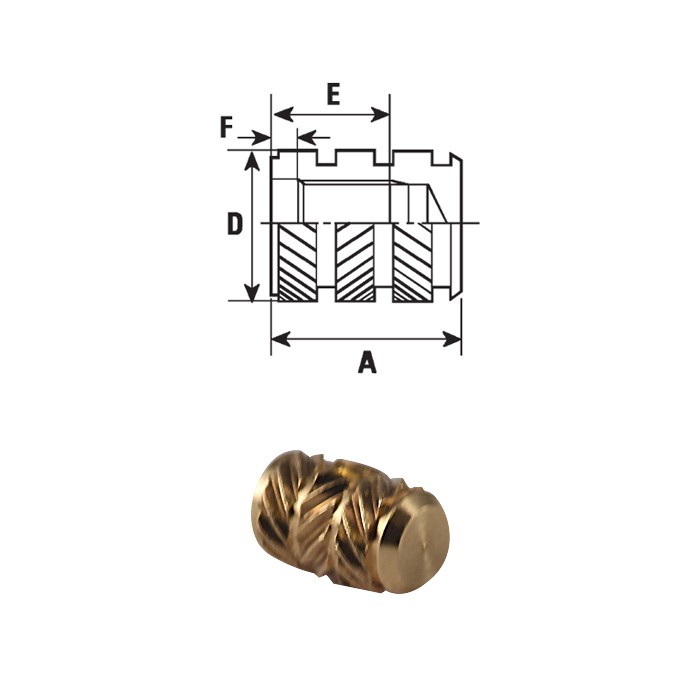 Inserti filettati in ottone ciechi FXFTCB inserimento costampaggio