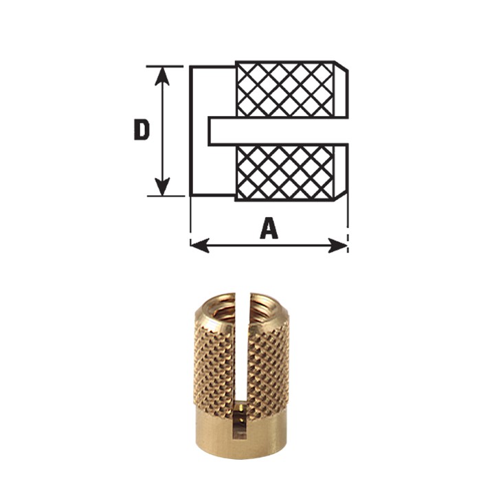 Inserti filettati in ottone tipo FXBLB inserimento a pressione