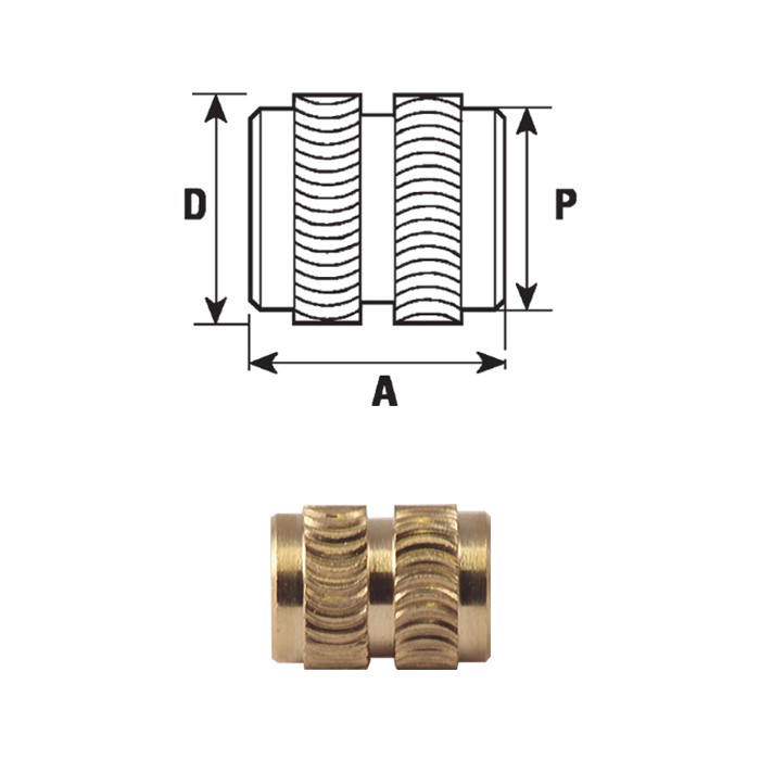 Inserti filettati in ottone tipo FXHLB inserimento a caldo