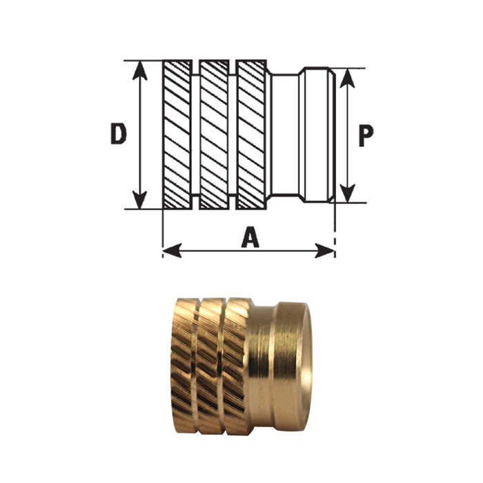 Inserti filettati in ottone tipo FXSPB inserimento a pressione