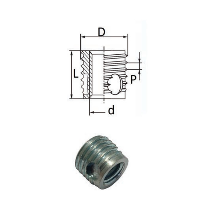 Self-tapping threaded inserts F318-FC type - Blind holes