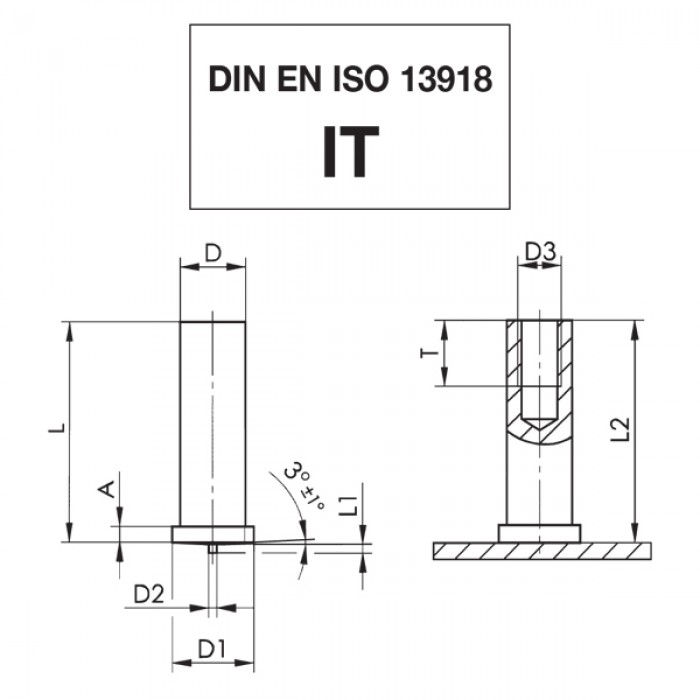 Brass capacitor discharge studs with internal thread