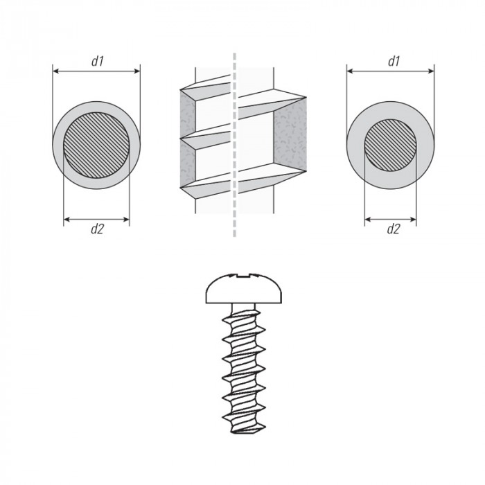 Viti per plastica senza punta tipo FXTCFTX