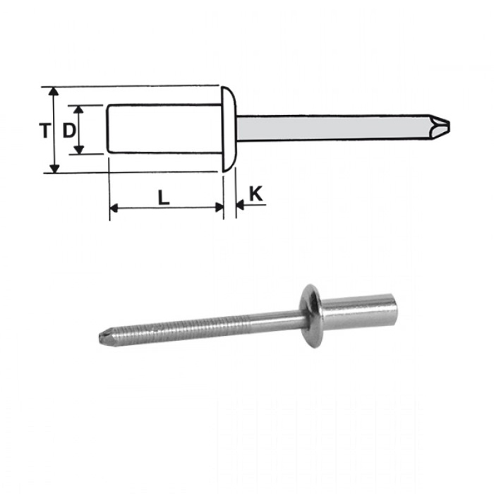 Rivetti tenuta stagna inox A2 / 420 - Testa tonda