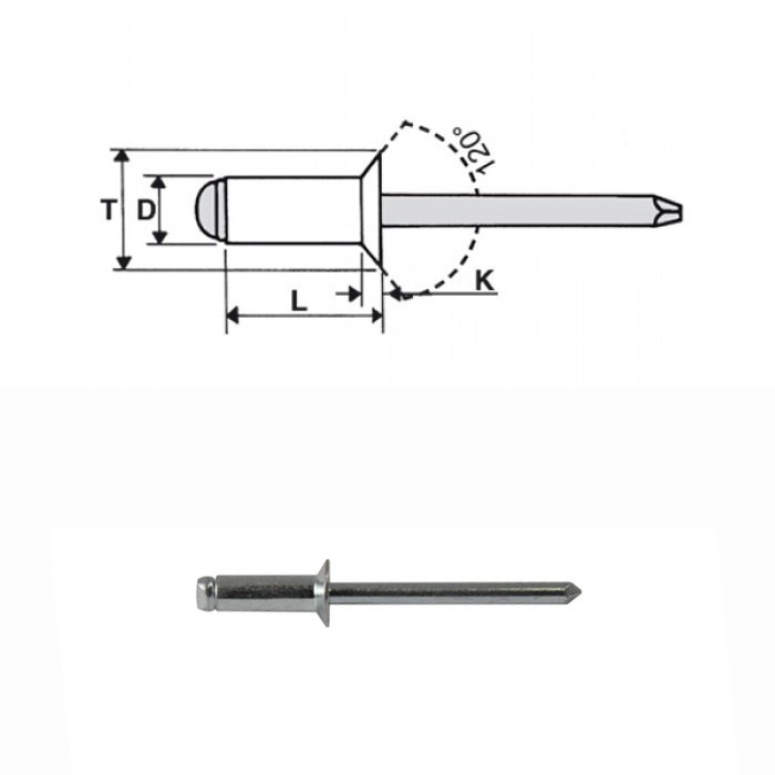 Rivetti acciaio zincato / acciaio zincato - Testa svasata