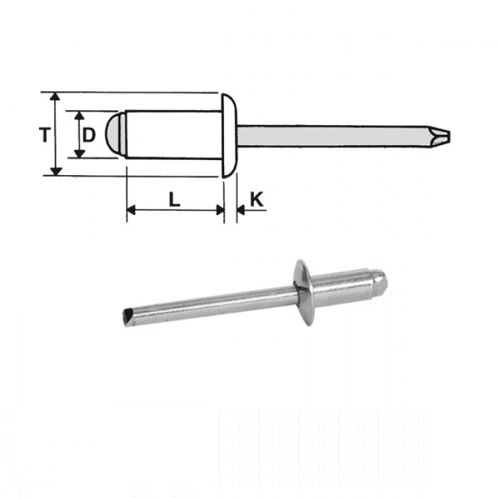 Rivetti acciaio zincato / acciaio zincato - Testa tonda