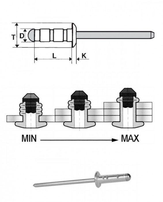 Rivetti multifix alluminio Mg.2,5 / inox A2 - Testa Tonda