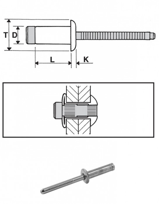 Rivetti strutturali inox 304 / inox 304 - Testa tonda