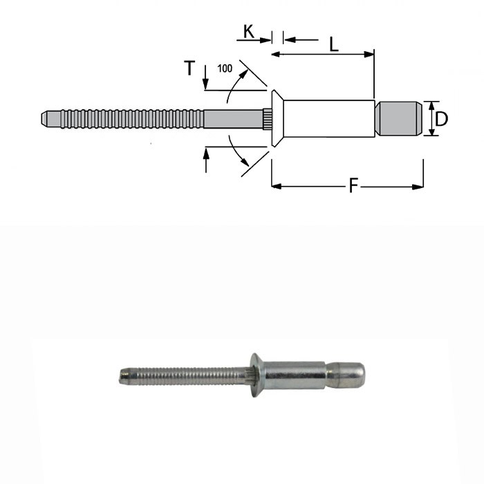 Rivetti strutturali acciaio zincato / acciaio zincato - Testa svasata