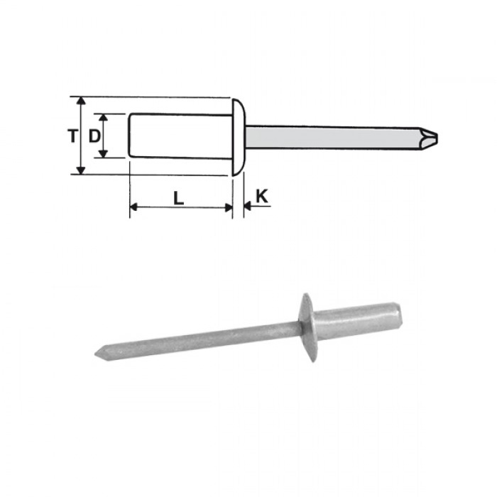 Rivetti tenuta stagna alluminio / acciaio - Testa tonda