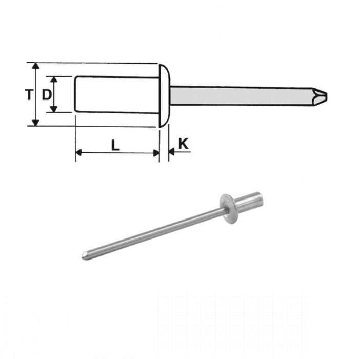 Rivetti tenuta stagna alluminio / inox A2 - Testa tonda