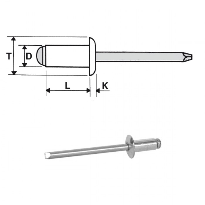 Rivetti alluminio / acciaio zincato - Testa tonda