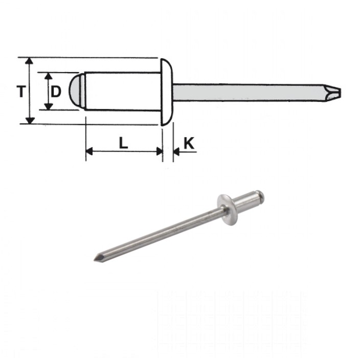 Rivetti alluminio / alluminio - Testa tonda