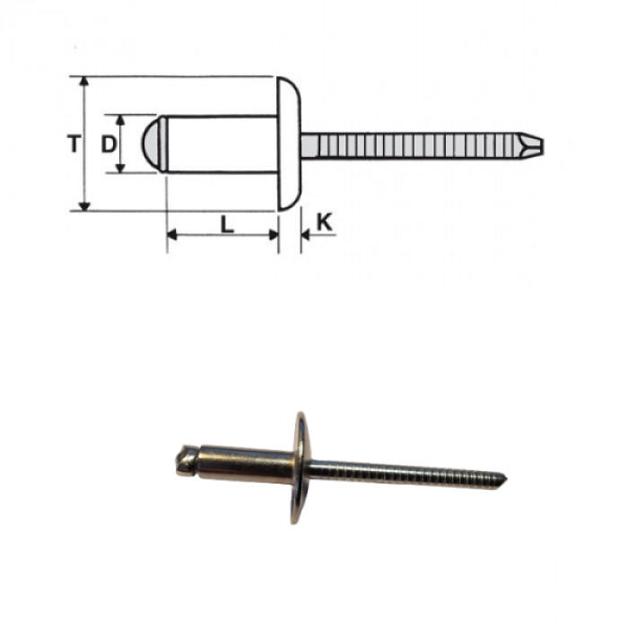 Rivetti inox A2 / inox A2 - Testa extra larga