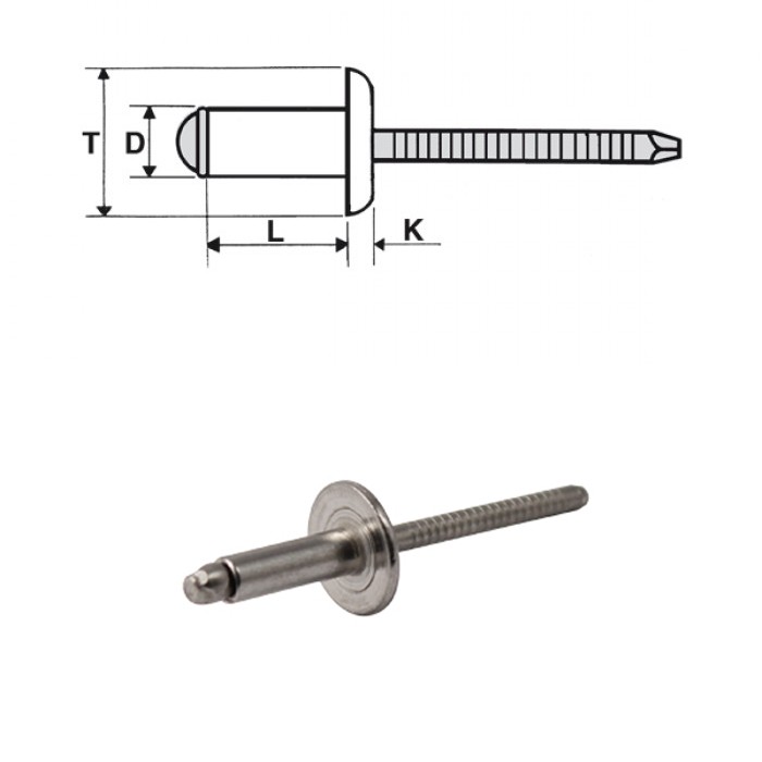 Rivetti inox A2 / inox A2 - Testa larga