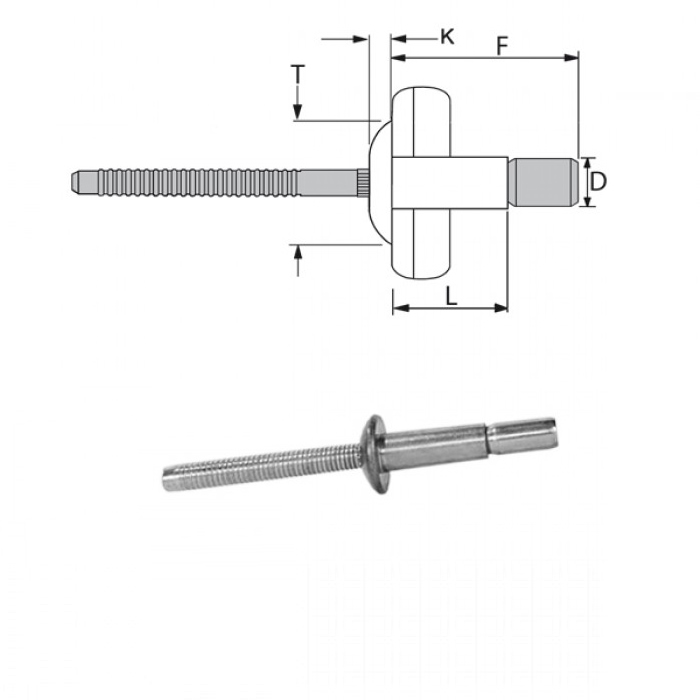 Rivetti strutturali inox 304 / inox 304 - Testa tonda