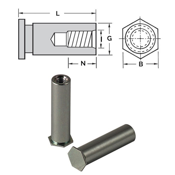 FIXI Blind threaded selfclinching standoffs for sheet metal