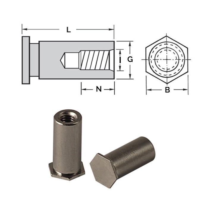 Blind threaded self-clinching standoffs for sheet metal