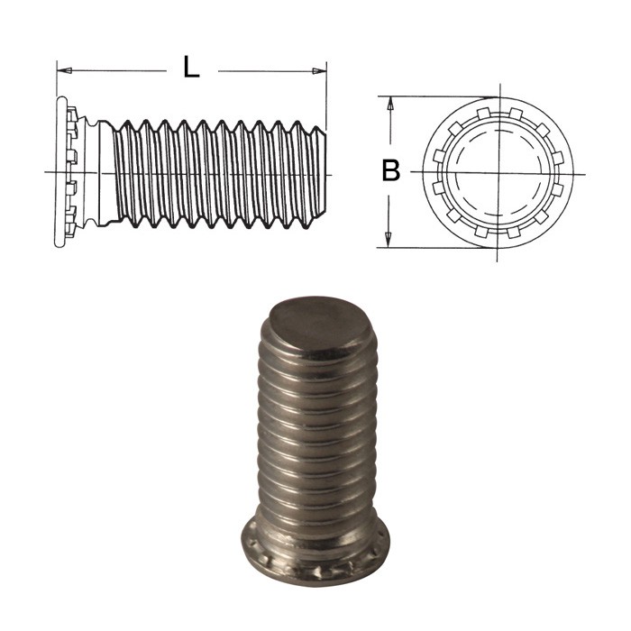 Self-clinching studs for sheet metal