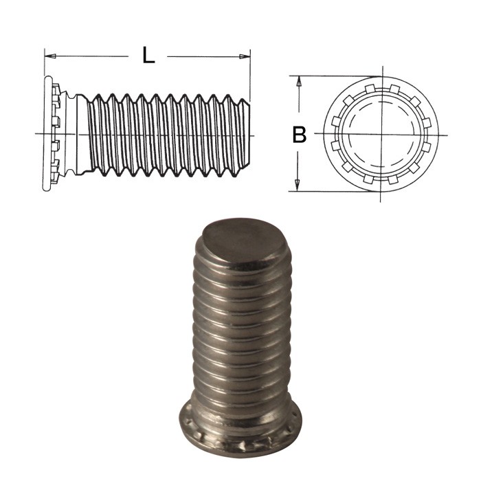 Self-clinching studs for thin sheet metal min. 0.51mm
