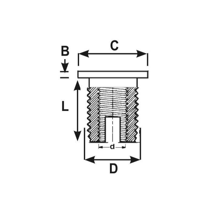 Self-tapping threaded inserts FXHSCTB - Brass