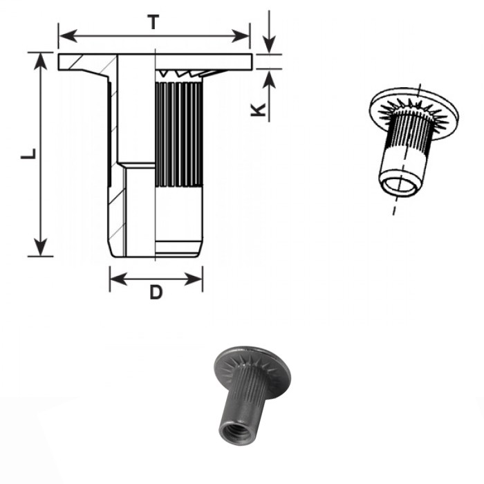 Special steel threaded inserts