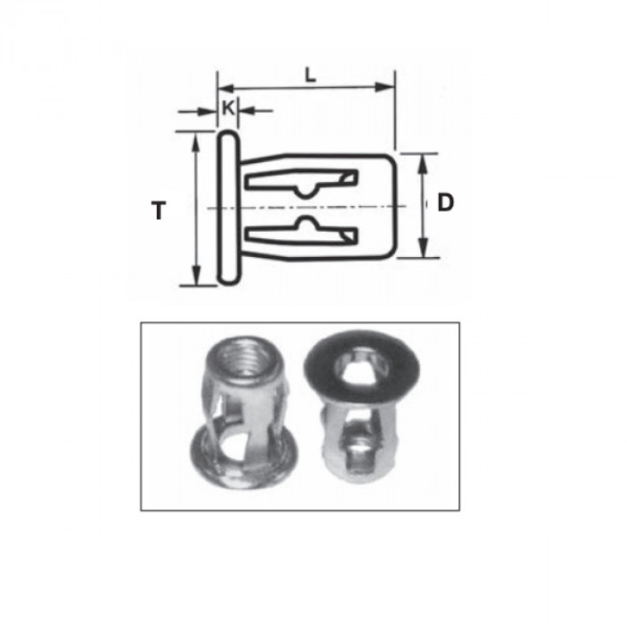 Special steel threaded inserts - Flat head